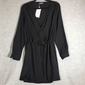 NWT-YOINS Tunic/Dress Boho Minimalist Wrap Front w/Side Pockets Paper Bag Waist